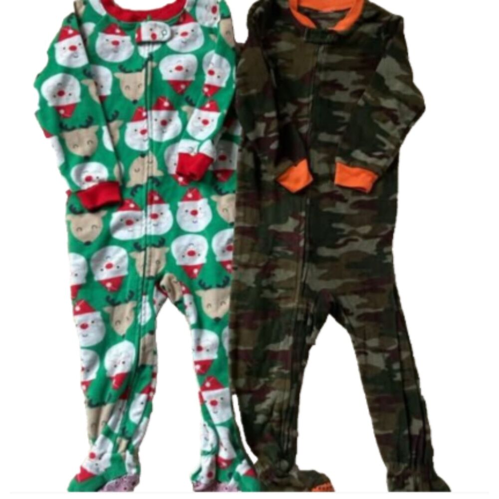 Boys 2T, 2-PCs Fleece Footed Zipper PJs Pajamas Carters GUC